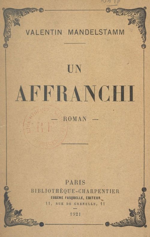 ebook cover of Un affranchi, by Valentin Mandelstamm