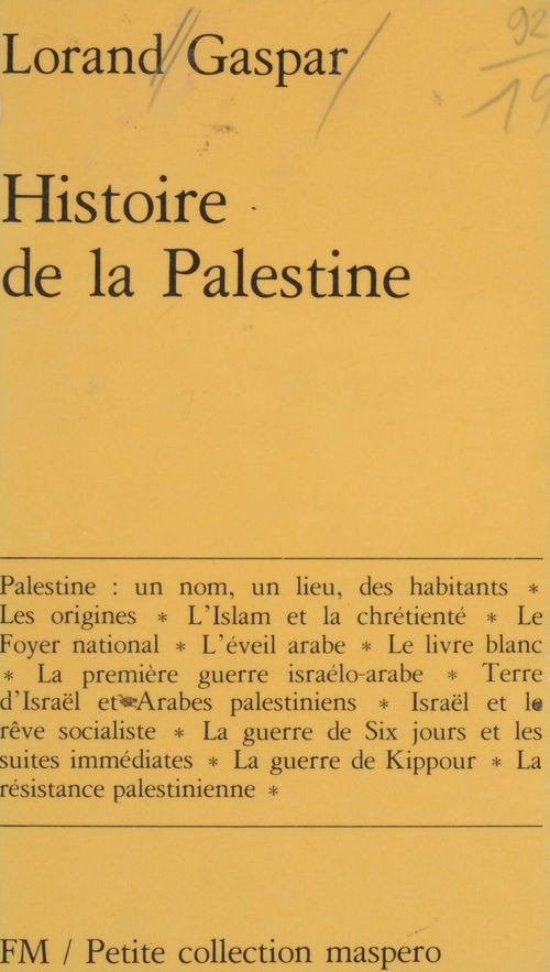 ebook cover of Histoire de la Palestine, by Lorand Gaspar