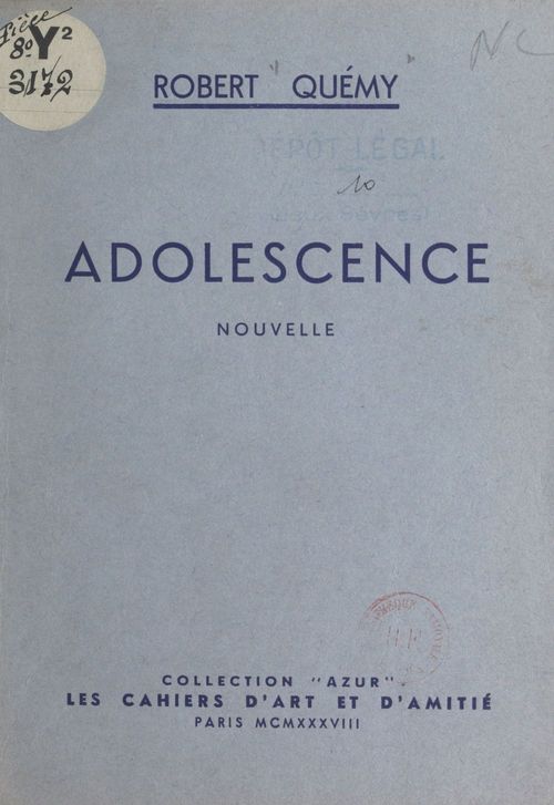 Couverture ebook de Adolescence, de Robert Quemy
