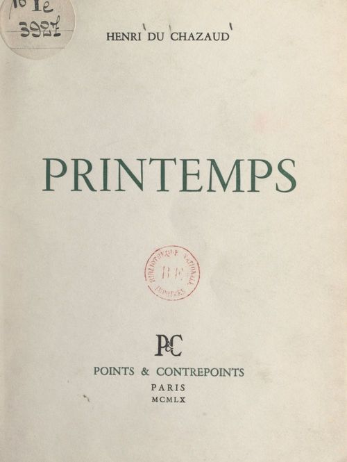 ebook cover of Printemps, by Henri Du Chazaud
