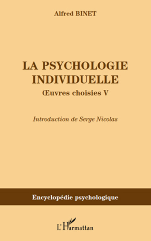 Couverture ebook de La psychologie individuelle, de Alfred Binet