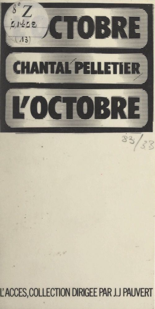 Couverture ebook de L'octobre, de Chantal Pelletier