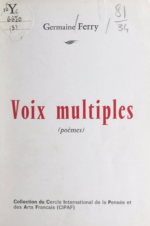ebook cover of Voix multiples, by Germaine Ferry