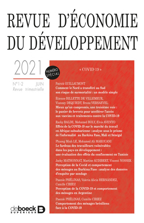 Couverture ebook de Revue d'économie du développement - volume 29, de Collectif