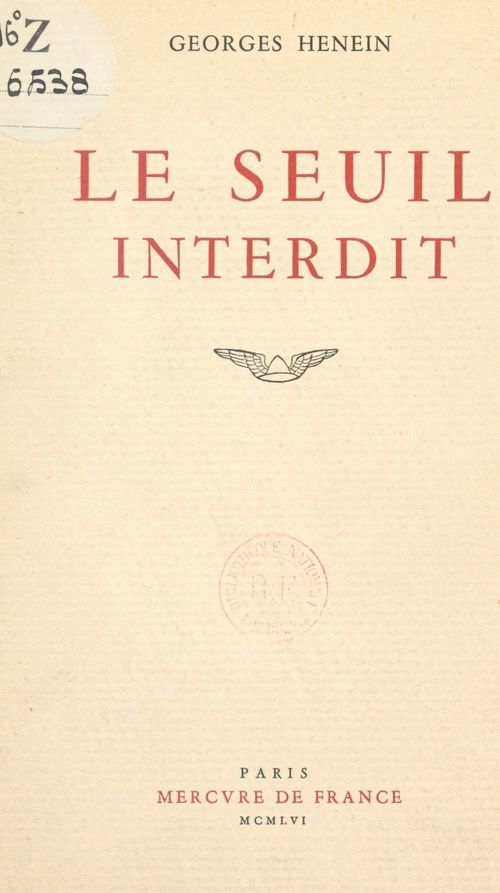 Couverture ebook de Le seuil interdit, de Georges Henein