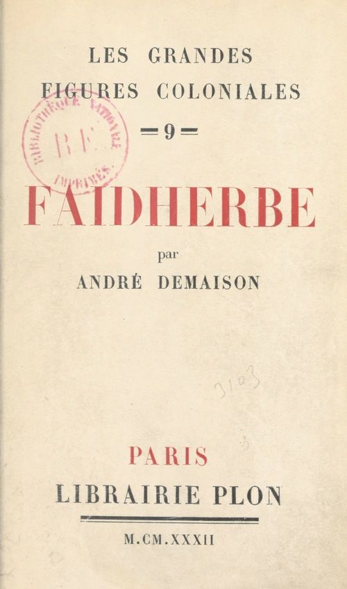 ebook cover of Faidherbe, by André Demaison