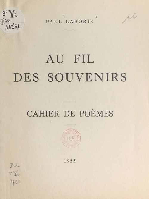 Couverture ebook de Au fil des souvenirs, de Paul Laborie