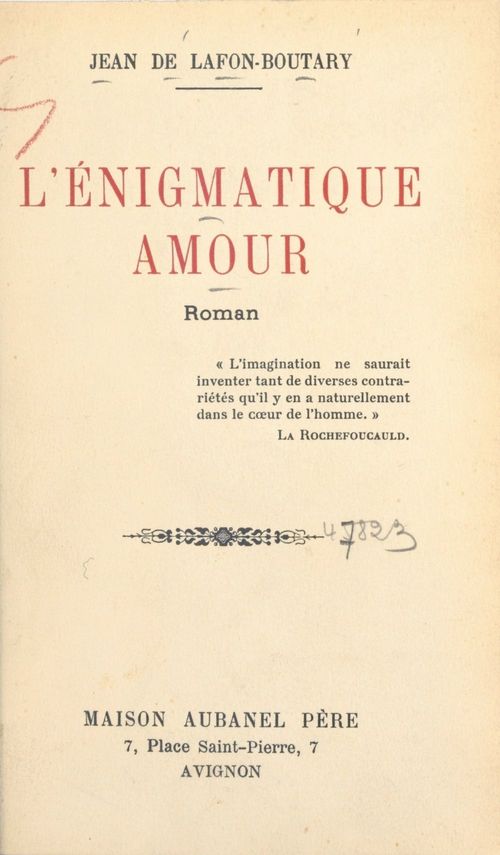ebook cover of L'énigmatique amour, by Jean De Lafon-Boutary