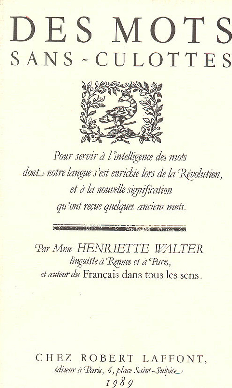 Couverture ebook de Des mots sans-culottes, de Henriette Walter
