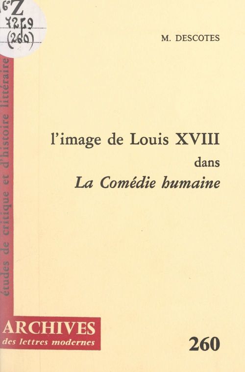 ebook cover of L'image de Louis XVIII dans "La comédie humaine", by Maurice Descotes