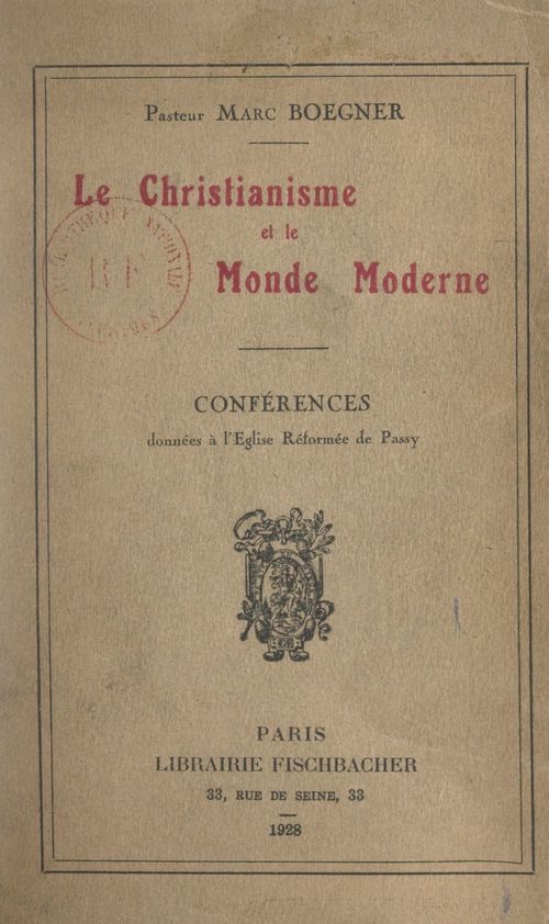 Couverture ebook de Le christianisme et le monde moderne, de Marc Boegner