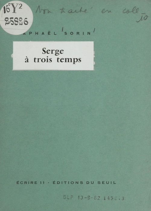 Couverture ebook de Serge à trois temps, de Raphaël Sorin