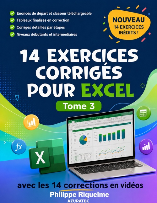 ebook cover of 14 exercices corrigés pour Excel - Tome 3, by Philippe Riquelme