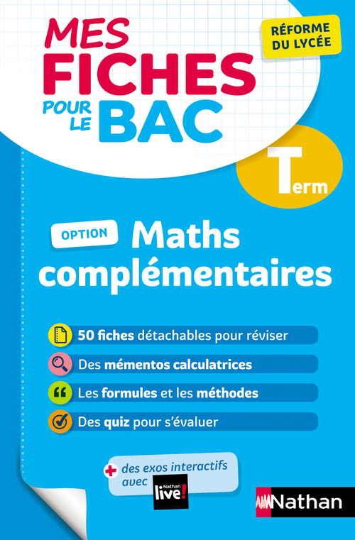 Couverture ebook de Mes fiches pour le BAC - Maths complémentaires - Terminale, de Pierre-Antoine Desrousseaux