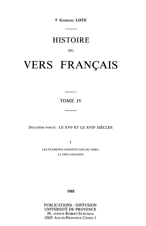 Couverture ebook de Histoire du vers français. Tome IV, de Georges Lote