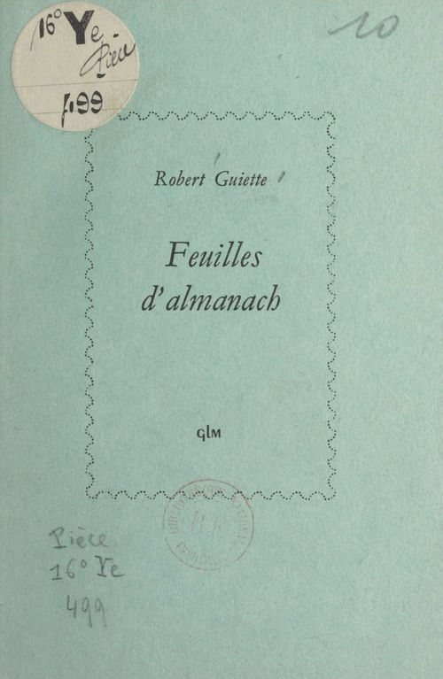 ebook cover of Feuilles d'almanach, by Robert Guiette