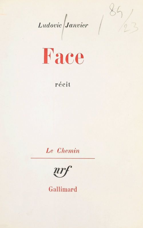 ebook cover of Face, by Ludovic Janvier