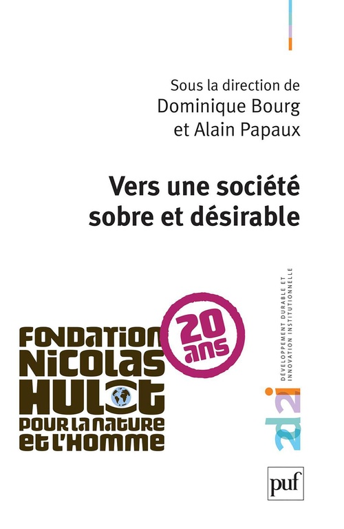 ebook cover of Vers une société sobre et désirable, by Dominique Bourg, Alain Papaux