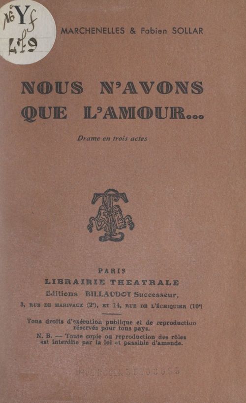 Couverture ebook de Nous n'avons que l'amour..., de Fabien Sollar, Jean Des marchenelles