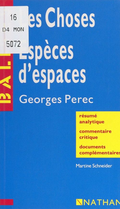 Couverture ebook de Les choses. Espèces d'espaces, de Martine Schneider