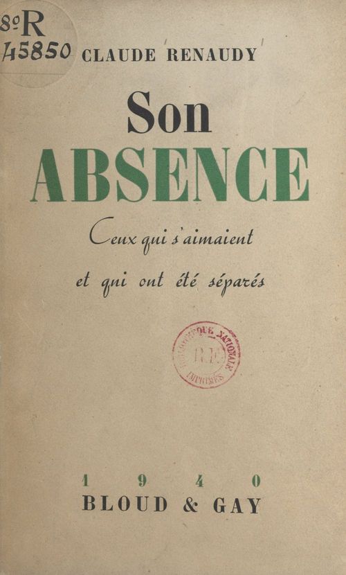 Couverture ebook de Son absence, de Claude Renaudy