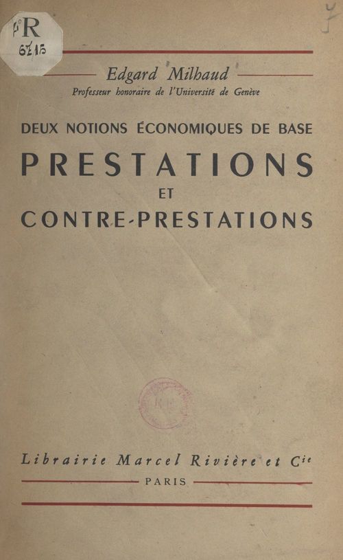 Couverture ebook de Prestations et contre-prestations, de Edgard Milhaud