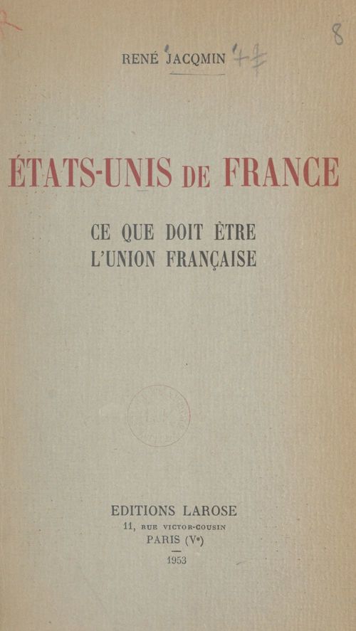 Couverture ebook de États-Unis de France, de Rene Jacqmin