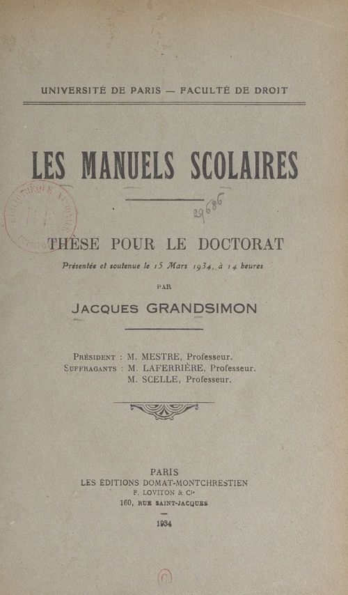 ebook cover of Les manuels scolaires, by Jacques Grandsimon
