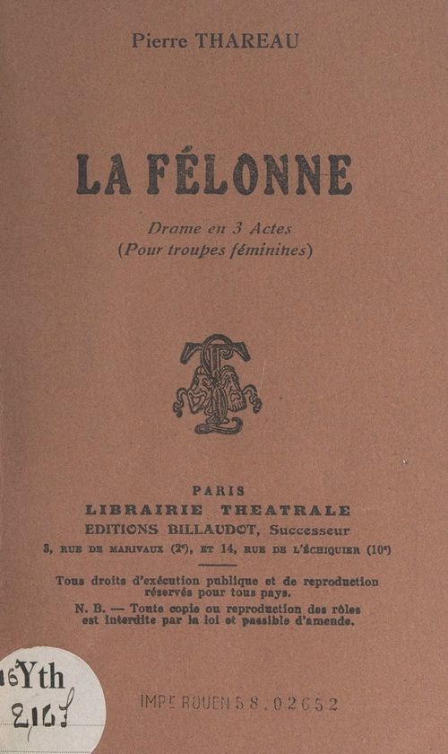 ebook cover of La félonne, by Pierre Thareau