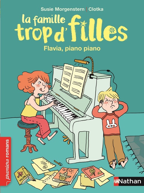 Couverture ebook de Famille trop d'filles: Flavia piano piano, de Susie Morgenstern, Clotka