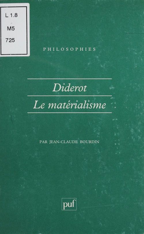 Couverture ebook de Diderot et le matérialisme, de Jean-claude Bourdin