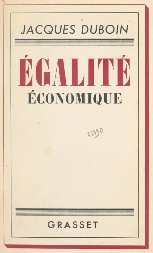 ebook cover of Égalité économique, by Jacques Duboin
