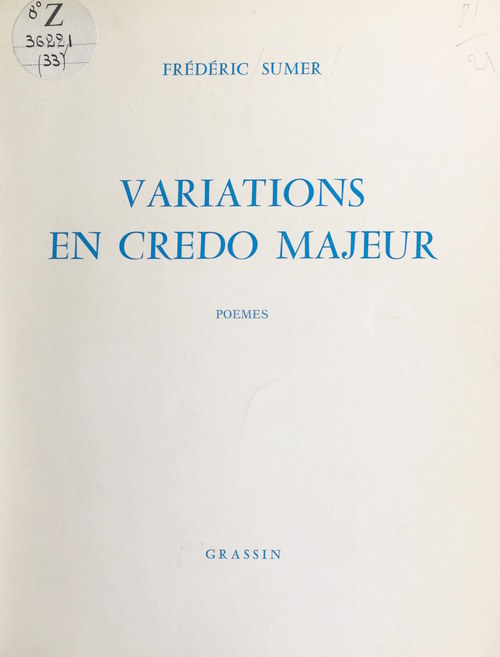 Couverture ebook de Variations en credo majeur, de Frederic Sumer