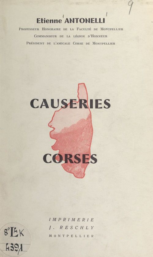 Couverture ebook de Causeries corses, de Etienne Antonelli