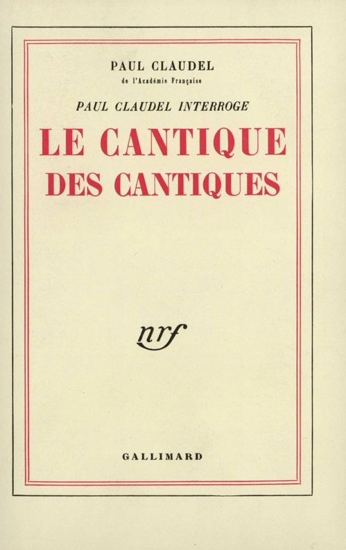 ebook cover of Paul Claudel interroge le Cantique des Cantiques, by Paul Claudel