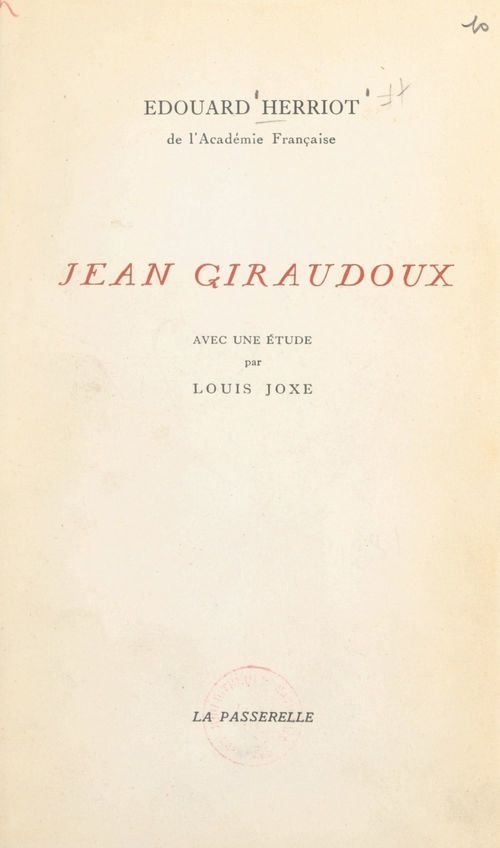Couverture ebook de Jean Giraudoux, de Edouard Herriot