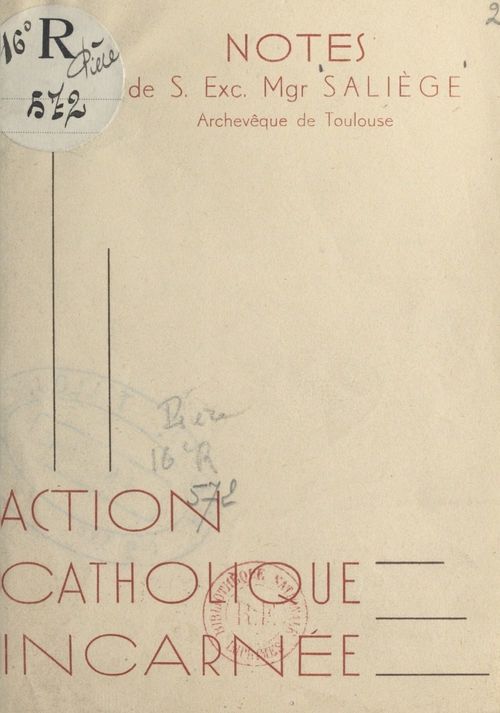 ebook cover of Action catholique incarnée, by Jules-Geraud Saliege