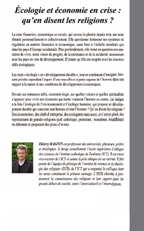 Couverture ebook de Ecologie et économie en crise : qu'en disent les religions ?, de Istr, Thierry Magnin