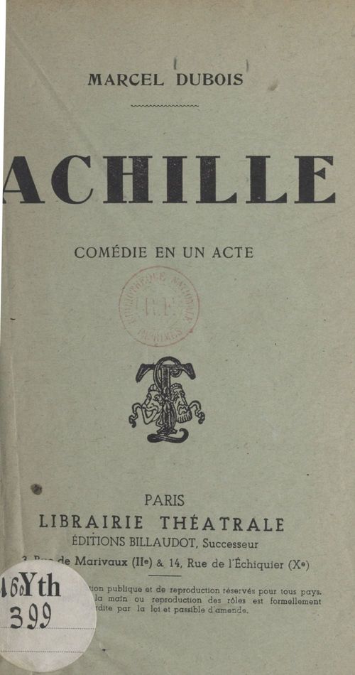 Couverture ebook de Achille, de Marcel Dubois