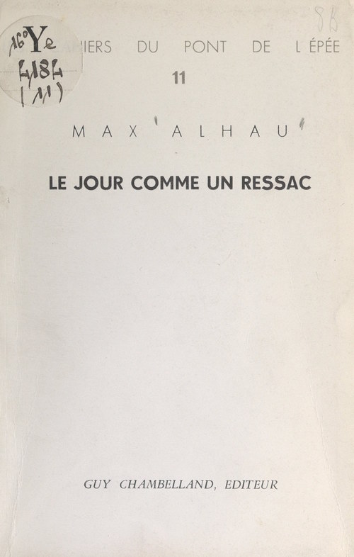 Couverture ebook de Le jour comme un ressac, de Max Alhau