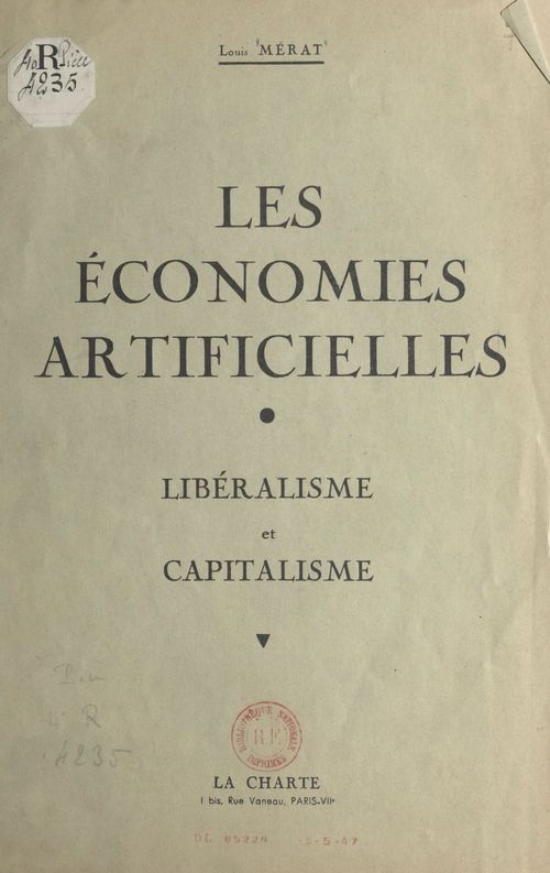Couverture ebook de Les économies artificielles, de Louis Merat