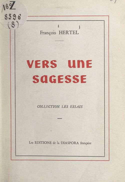 Couverture ebook de Vers une sagesse, de Francois Hertel