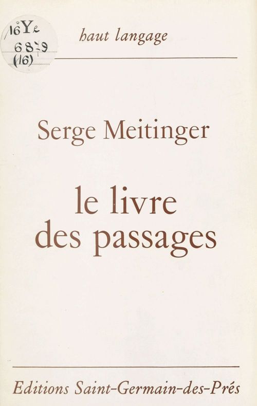ebook cover of Le Livre des passages, by Serge Meitinger