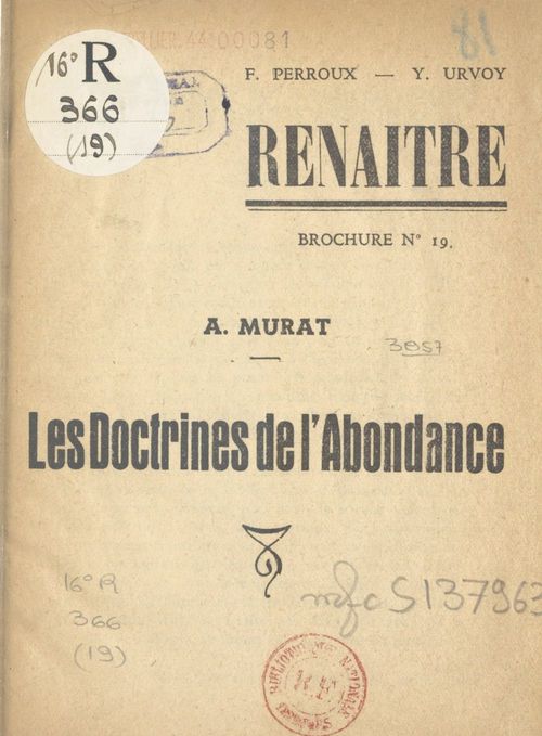 Couverture ebook de Les doctrines de l'abondance, de Auguste Murat