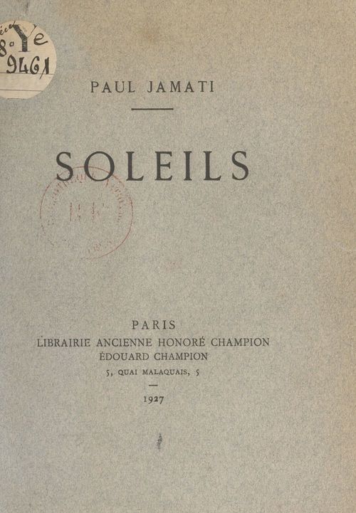 Couverture ebook de Soleils, de Paul Jamati