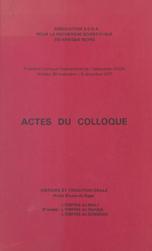 Couverture ebook de Actes du troisième Colloque international de l'Association SCOA, de Association Scoa