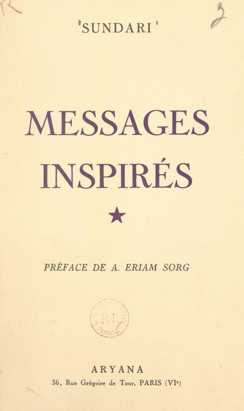 Couverture ebook de Messages inspirés, de Sundari