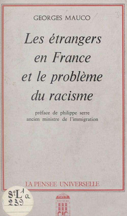Couverture ebook de Les étrangers en France et le problème du racisme, de Georges Mauco