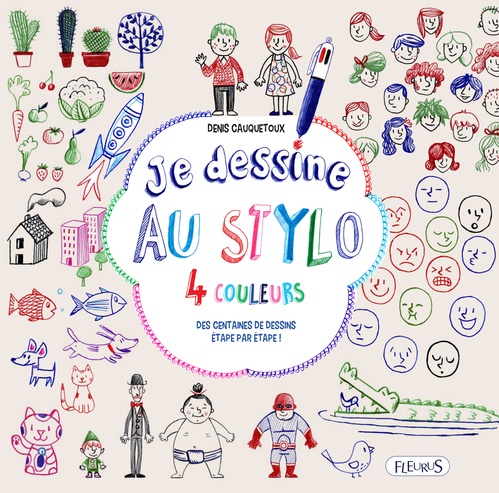 Couverture ebook de Je dessine au stylo 4 couleurs, de Denis Cauquetoux