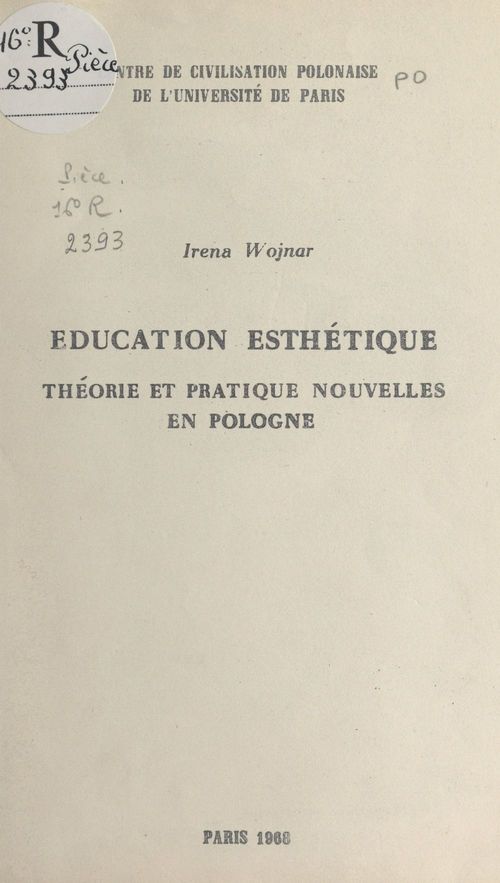 Couverture ebook de Éducation esthétique : théorie et pratique nouvelles en Pologne, de Irena Wojnar